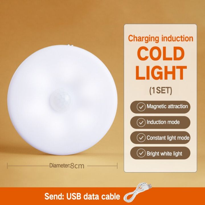 【NEW】 Intelligent Human Body Induction Bedside Small Night Lamp USB Charging Emergency Automatic ABS Auto Wardrobe LED Light