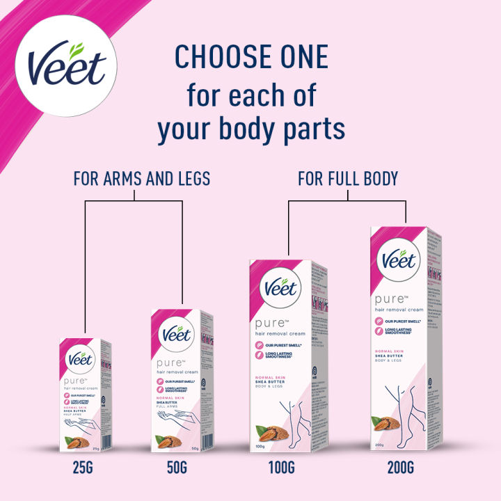 Veet Pure Hair Removal Cream Normal 100g - Body & Legs