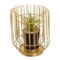 Royal Cage Metal Pot, Home Miniature Ornament, Iron Exquisite Home Decor, Decorative Metal Stand, Metal Cage with Artificial Cactus, Luxurious And Atmospheric Nordic Style Desktop Artificial Potted Plant Decoration, Handmade, Suitable For Table Decoration. 