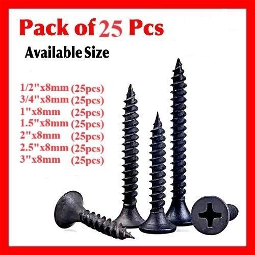 Black Nails for Concrete, Pack of 25pcs Black Bugle Head Drywall Screws ...