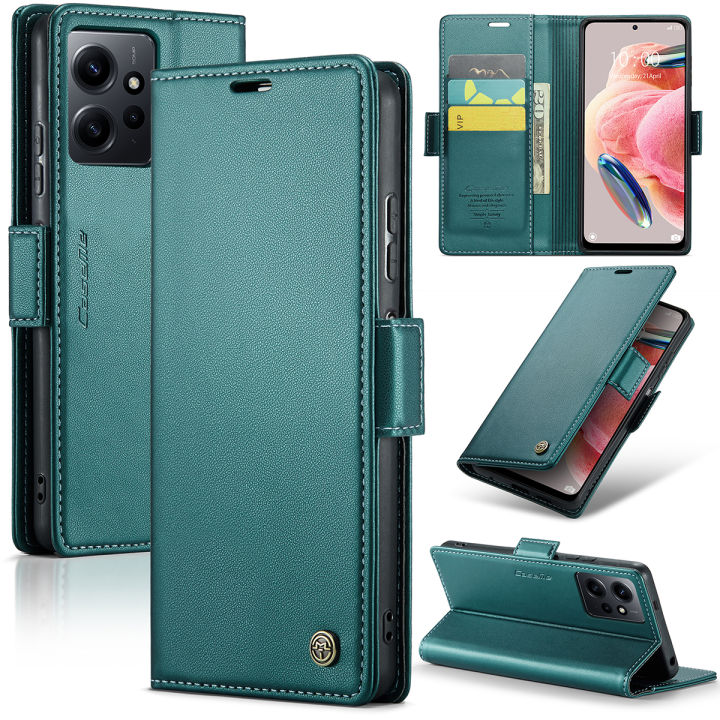 lthmy for Xiaomi Redmi Note 12 4G PU Leather Kickstand Wallet Magnetic Closure Flip Case Cover