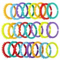 Baby Toys Rainbow Kids Teether Dolls Chain Clutch Ring Toy Links Holder for Hanging on Cirb Playpen Stroller 0-12 Months. 