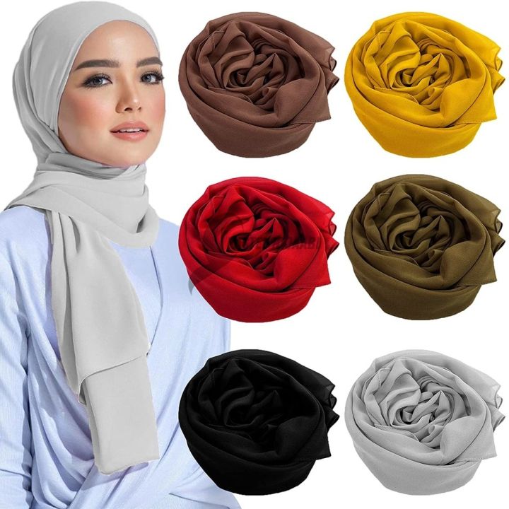 Georgette Chiffon Hijab Georgette Scarf Chiffon Scarf Solid Colors Hijabs Scarf for Girls Hijab Scarf for Women