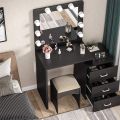 Square Wooden Dressing Table with Mirror - Stylish Dresser for Girls - Elegant Vanity Table with Storage. 