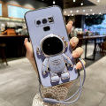 Maitus for Samsung Galaxy Note 9 Back Cover with Cute Astronaut Folding Stand + Lanyard Luxury 6D Plating Full Camera Lens Protection Square Bumper Soft Silicone Mobile Phone Case. 