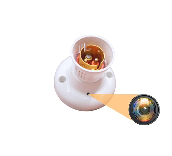 Full HD Wifi 1080P Bulb Holder Camera Mini Security Camera with Video Recording Watch Live 24 Hours White | 128GB Card Sported