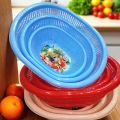 Pack of 3 Plastic Basket Tokri Set – Multipurpose Fruits & Vegetables Tokri – BPA Free Food Grade Kitchen Storage Organizer – Plastic Basket for Sabzi, Phal, Noodles – Multi Color Round Tokri - Basket Set - Tokri Set - Sabzi Tokri - 3 piece Set. 