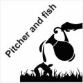 Water on a panting fish from a pot full of water A sentimental adorable vinyl sticker artwork. 