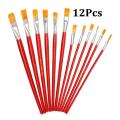red 12PCS/set Excellent Quality Flat Art Brush Set Oil Painting Brush Blending Size Oil Acrylic Paint School DIY Craft Supply red china brushes for oil and acrylic painting artist quality. 