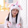【Happier】 Girls Bunny Pinch Airbag Funny Hat Women Ears Hat Hand Plush Moveing Jumping Caps Children's Cartoon Stich Creative Cute Cap. 