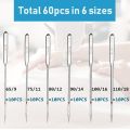Sewing Machine Needles, 60Pcs Universal Ballpoint Sewing Machine Needles Sewing Machine Accessories for Denim Jeans. 