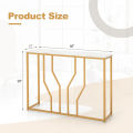 Gold Console Table, 40” Modern Narrow Entryway Table with Marble effect MDF Sheet Tabletop, Metal Frame, Long Couch Table, Behind Sofa Table. 