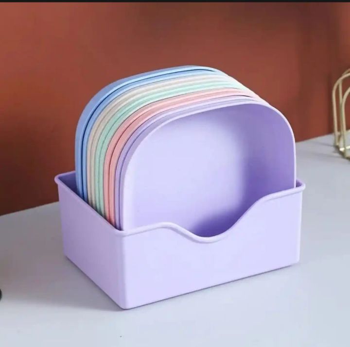 10pcs%20plastic%20plate%20set%20with%20tray%20/%20stand%20,%2010Pcs%20Multi-function%20Spit%20Bone%20Dish%20Household%20Food%20Grade%20Plastic%20Spit%20Bone%20Dish%20Set%20Dining%20Table%20Garbage%20Plate%20-%20Image%204