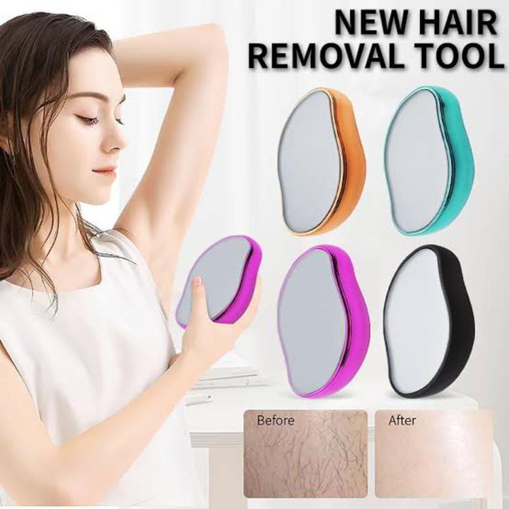 Hair Removal Pain-less Physical Manual Epilator Crystal Hair Eraser Nano Glass Hair Removal Washable Portable Hair Removal Device Beauty Tool Hair Eraser Stone for Man and Women Arms Legs Back
