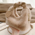 Autumn and winter Plush handbag  Soft Korean version Shoulder bag New fashion Small chain Crossbody bag for Traveling Shopping Fashion Autumn and winter accessory Women's fashion accessory. 
