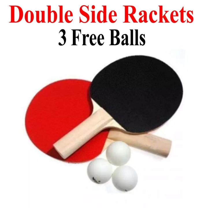 2pcs/lot Table Tennis Bat Racket Double Face Pimples In Long Short Handle Ping Pong Paddle Racket Set With Bag 3 Balls