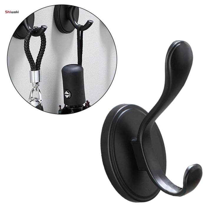 Small Coat Hook Wall Mounted Punch-free Robe Hat Key Heavy Duty Gadgets Black Oval