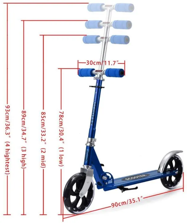 Teens%20Adult%20Foldable%20Adjustable%20Height%202-Wheel%20Kick%20Scooter%20Aluminum%20Alloy%20-%20Image%203