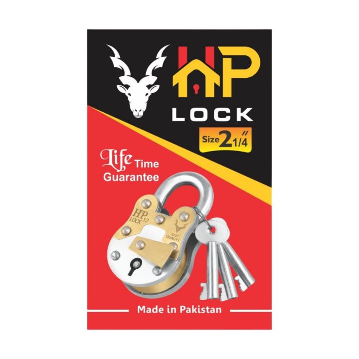 HP Lock 2x1/4 3 Plate 3 Keys | Desi Lock | Heavy Duty Pad Lock | Pakistani Non-Breakable Lock | Durable & Secure Lock for Gates, Doors & Cabinets | High-Quality, Tamper-Proof Protection | Reliable Lock for Homes & Businesses