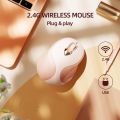 INPHIC Wireless Mouse Pink BLack , 2.4G USB Rechargeable Wireless Mice Silent Click, Cute Portable Ergonomic Computer Cordless Mouse for Laptop Mac MacBook. 
