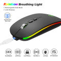 HXSJ Bluetooth-Compatible Wireless Mouse RGB Light One Click Return to Desktop Function Mice For Laptop PC Ergonomics Mouse. 
