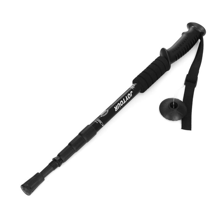 1 Piece Straight-Handle Telescopic Hiking Walking Stick Trekking Pole Alpenstock Anti-Shock Anti-Skid - Black