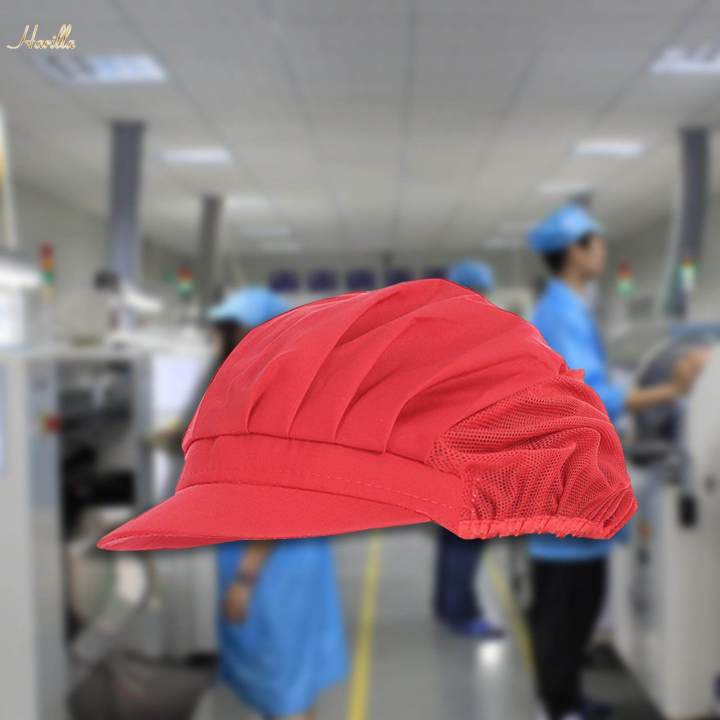 Chef%20Hat%20Mesh%20Food%20Service%20Baker%20Cap%20Waiter%20Cap%20for%20Commercial%20Multipurpose%20Red%20Half%20Mesh%20-%20Image%206