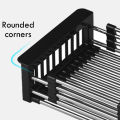 Kitchen Sink Adjustable Rectangular Strainer Drain Fruit Vegetable Dishe Black Basket Storage Rack Stainless Steel. 