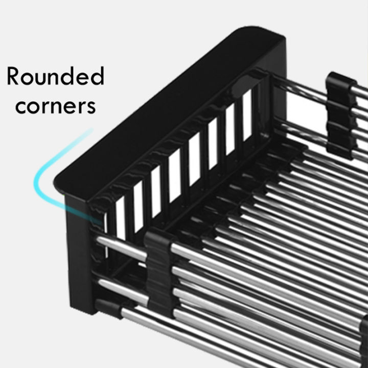 Kitchen%20Sink%20Adjustable%20Rectangular%20Strainer%20Drain%20Fruit%20Vegetable%20Dishe%20Black%20Basket%20Storage%20Rack%20Stainless%20Steel%20-%20Image%204