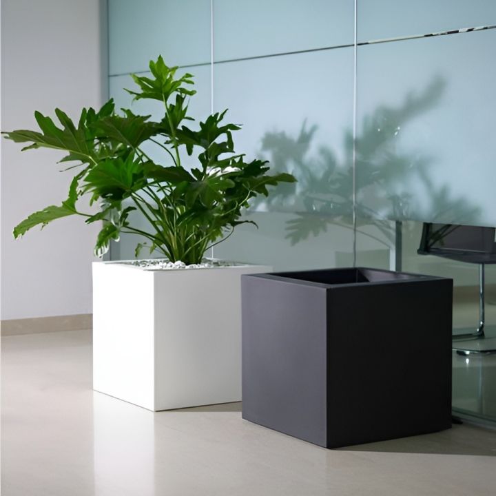 Square Shape Fiberglass Planters, Light Weight Decorative Pots For  Indoor and Outdoor
