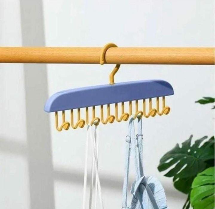 Multi Purpose 8 Hook Hangers  For Clothes Bra Belt Home Wardrobe Organizer Multi Purpose 8 Hook Hangers | Belt Hanger | Tie 8 Hook Hanger | Closet Hangers | Foldable Hooks Hanger | Wardrobe Organizers 8 Hook Hanger | Coat Hangers