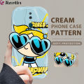 Jizetin for OPPO F11 Back Cover With Cartoon Powerpuff Girls Sunlasses Holder Cream Texture Wavy Edge Soft Silicone Phone Cases. 