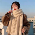Winter Thickened Thermal Knitted Scarf for Women Men Solid Color Korean Warmer Long Size Scarve Christmas New Year Gifts Unisex. 