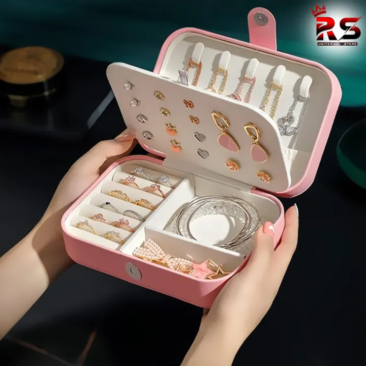 wolpin%20Jewellery%20Organiser%20PU%20Leather%20Magnetic%20Buckle%20Portable%20Storage%20Box%20Case%20with%20Dividers%20Container%20for%20Rings,%20Earrings,%20Necklace%20Home%20Organizer,%20Pink%20%7C%20Rs%20universal%20Store%20-%20Image%205