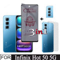 Infinix Hot 50 Matte Privacy / Ceramic soft film For Infinix Hot 50 40 4G 5G 3 in 1 Anti Blue Light Ray Tempered Glass Screen Protector and Camera Lens Glass Protector. 