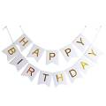 Happy Birthday Cards Banner in  Pink Color , Black Happy Birthday Banner - White Birthday Banner  For Birthday Decoration. 