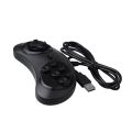 Gamepad Wired 6-Key Usb Game Controller Joypad For Sega Genesis / Md Pc / 2 Y1301 / Mac Mega Drive Black Plastic. 