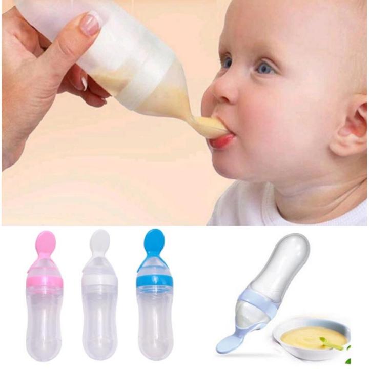 Feeding Spoon Baby Necessities feeder bottle Silicone Baby Spoon Feeding Rice Cereal Bottle Baby Feeding Spoons