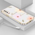 Flower Style Casing for Samsung Galaxy A70S A70 A30S A50 A50S 2022 New Design Square Shape Phone Case Soft Plating Case Cover with Free Lanyard. 