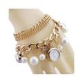 Designer Fashion Pearl Crystal Gem Multielement Braided Rope Bracelet Watch for Women. 