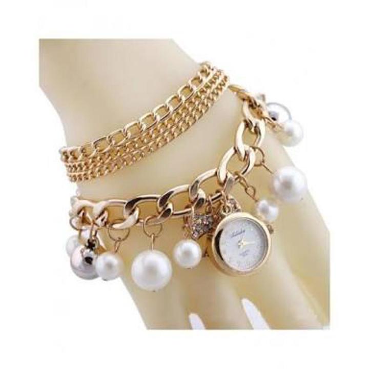Designer Fashion Pearl Crystal Gem Multielement Braided Rope Bracelet Watch for Women