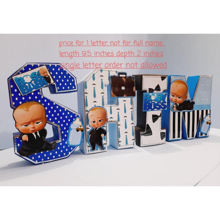 Block Letters (PRICE FOR 1 LETTER) Name on Boss Baby theme for Kids/ Children Birthday Parties | Block Letters for Birthdays (Card board)