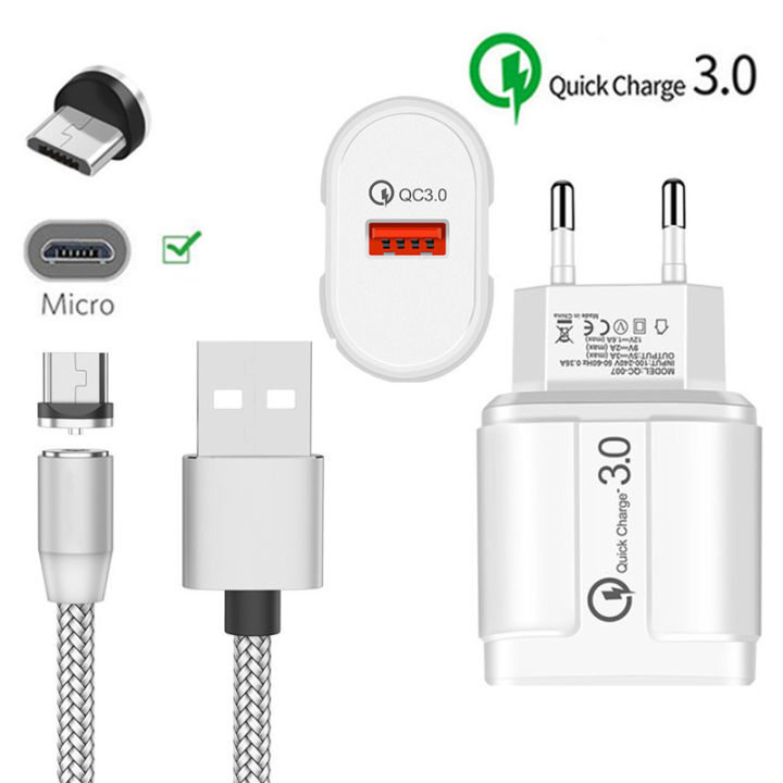 Magnetic Micro USB QC 3.0 Fast Charger Magnet Charge Wire For Samsung LG W30 Xiaomi 4X Redmi 4 Note 5 6 Pro Android Mobile phone