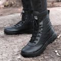 Stylish Shoe Security Guard Shoes Fashion Men Shoes Boots Combate Boots Walking Boots Leather Boots Antiskid Lace-Up Army Shoes Training Boots High Top Military Boots Swate Boots. 