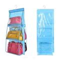 6 Pocket Hanging Purse Organizer Clear Hanging Shelf Bag Collection Storage Holder. 