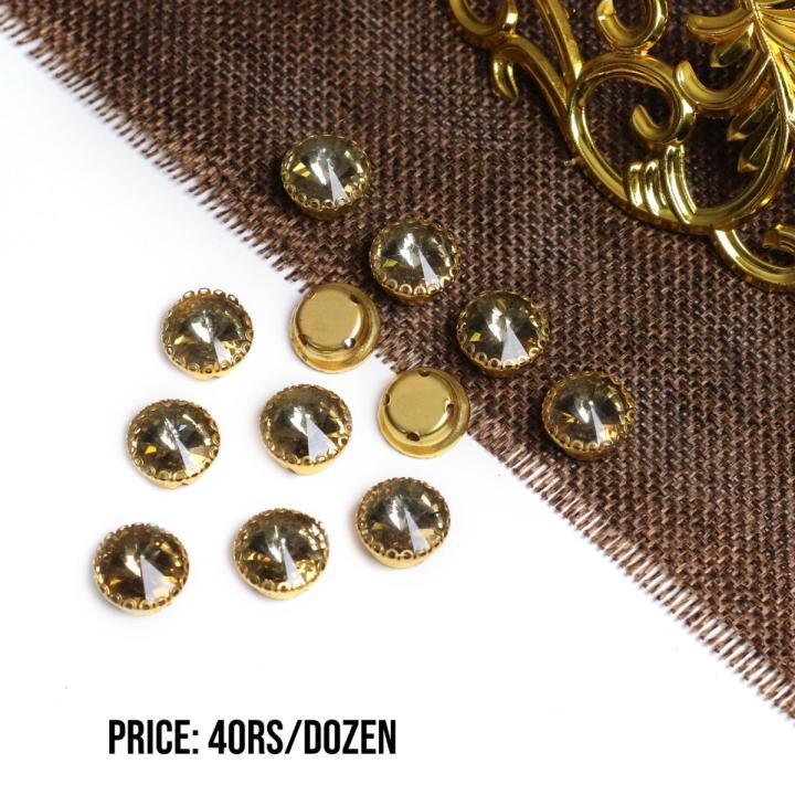 Fancy Circle Shape Design Zarkoon Button in Dark Gold Color FZB 10