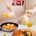 2-in-1 Glass Oil Sprayer and Dispenser, Oil Spray Bottle for Cooking, Oil Dispenser for Kitchen, Oil Bottle Dispenser Spray for Cooking, Air Fryer, BBQ etc, 580ML.. 