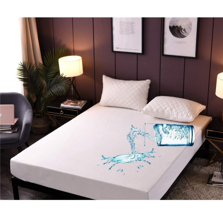 King Size - 100% Waterproof Mattress Cover With Strong Elastic Grip  72 x 78 Inches / 6 x 6.5 Feet - Bed Cover Premium Quality Mattress Protector In Fitted Sheet Style