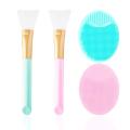 Set of 4 Facial Applicator Brushes for Applying Facial Mask, Soft Silicone Facial Cleansing Brush Pad Cosmetic Scrapers.. 