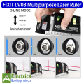 Laser Level Multipurpose Line Laser Leveler Tool Cross Line Lasers With 8FT 2.5M Standard Measure Tape and Metric Rulers by Electrica. 